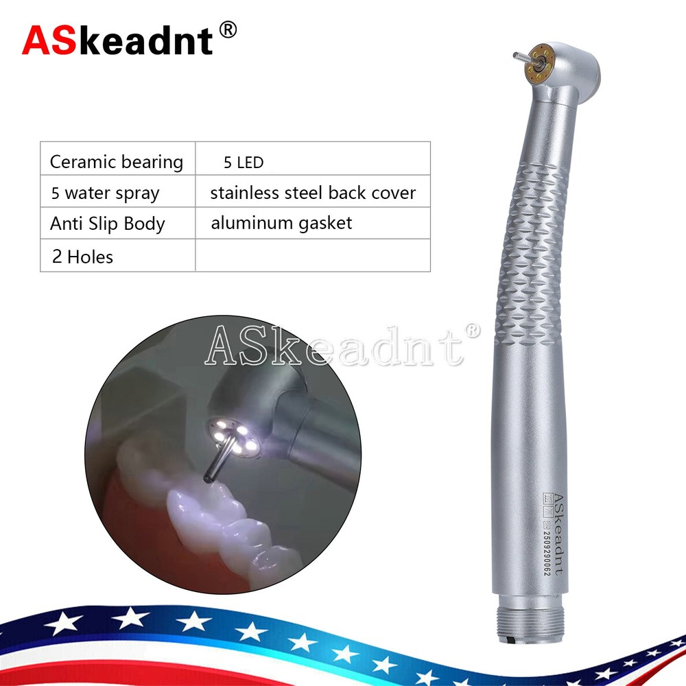 2/4Hole Dental LED E-generator Handpiece 5*Light Bulb High Optical Turbine Y1M
