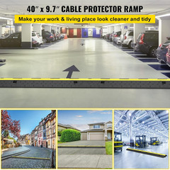 Happybuy Rubber Cable Protector Ramps – 2 Channel Speed Bumps, Black/Yellow