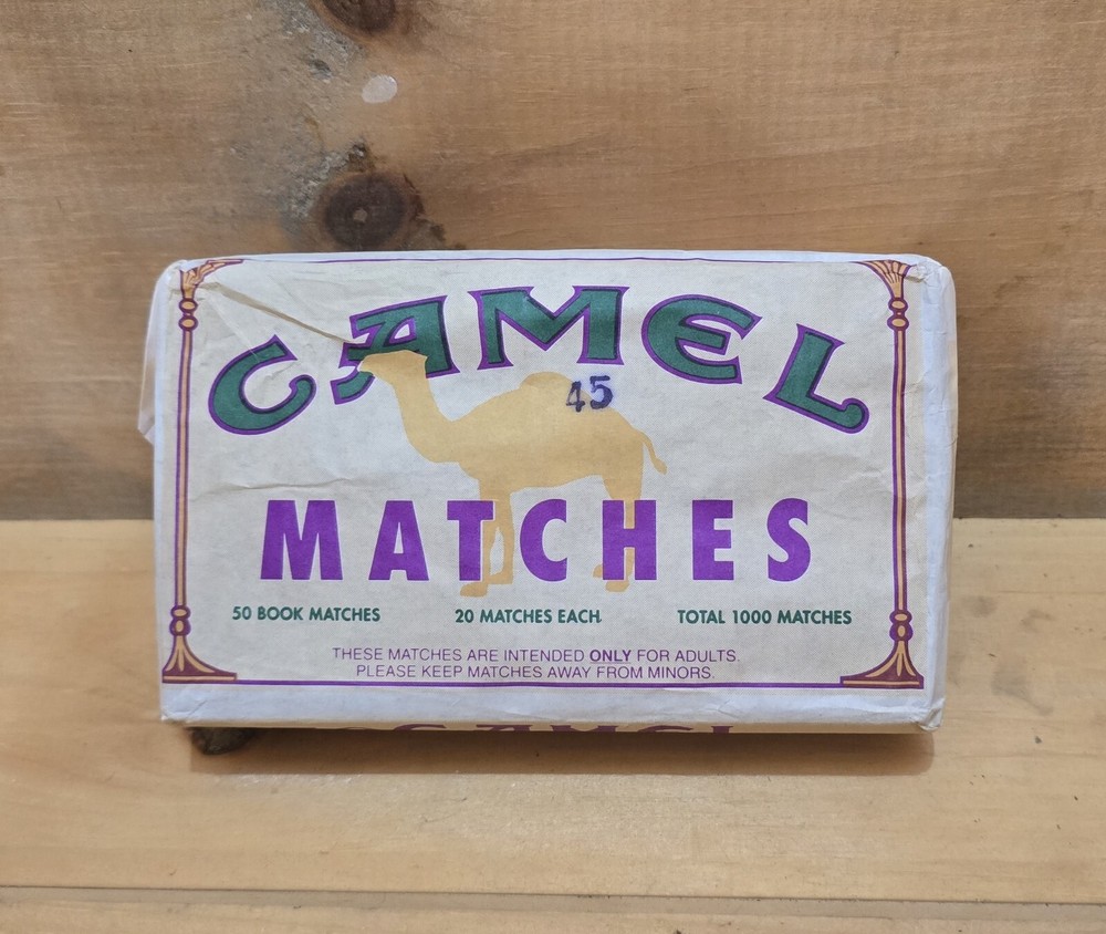 Box Of Camel 50 Book Matches. 6-1/2″L x 4″W x 1-3/4″H. Unopened, Good Condition