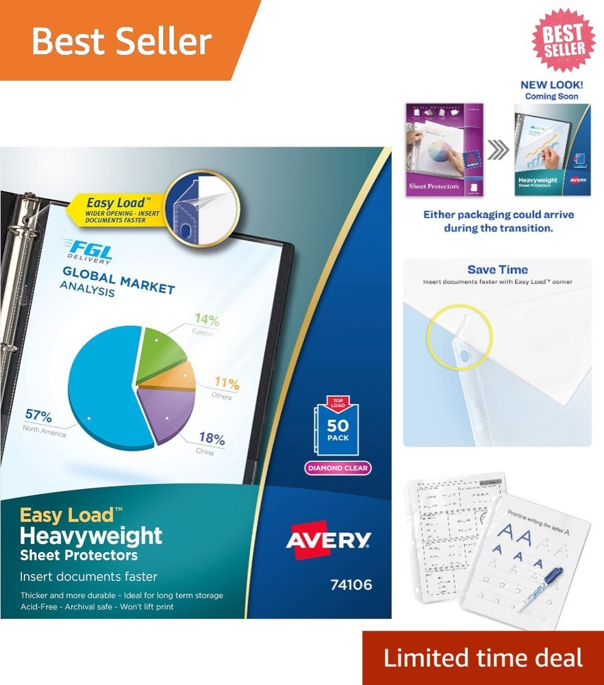 Avery Diamond Clear Heavyweight Sheet Protectors, Easy Load, 50 Document Protec