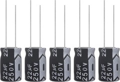 220uF 16V 6x12mm Electrolytic Capacitor 220 UF MFD 16 Volt 0.24×0.47in Aluminum