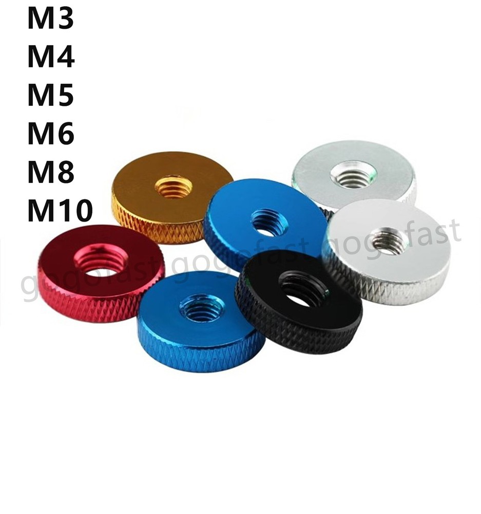 Aluminum Alloy Flat Thin Knurled Thumb Nut Handle Knob Nuts M3 M4 M5 M6 M8 M10
