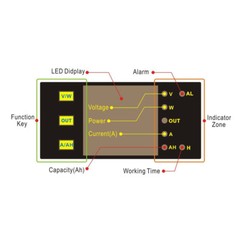 DC 0-200V 0-200A Programmable Meter Controller Volt Amp Power Ah Auto Shut Down