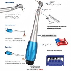 Dental Universal Implant Kit Torque Wrench Contra Angle Handpiece & 16 Drivers