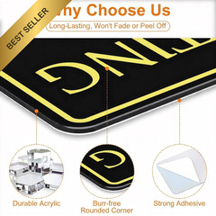 2 Pack No Soliciting Sign Self Adhesive Acrylic Front Door Black Gold Home