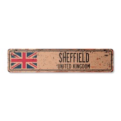 SHEFFIELD UNITED KINGDOM Vintage Street Sign British Britons Brits flag city