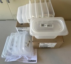 Lot of 6 Sets CAMBRO 1/9 size Food Pan 94PP190 & Food Pan Lid Cover 90PPCWSC190