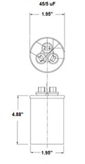 45+5 MFD ±5% Dual Run Capacitor 370 450 VAC CBB65-R AC Motor HVAC Fan 10 Pack