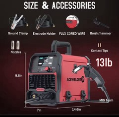 ACEWELDER MIG 140PRO 110V MIG Welder Digital Display Synergic Gasless