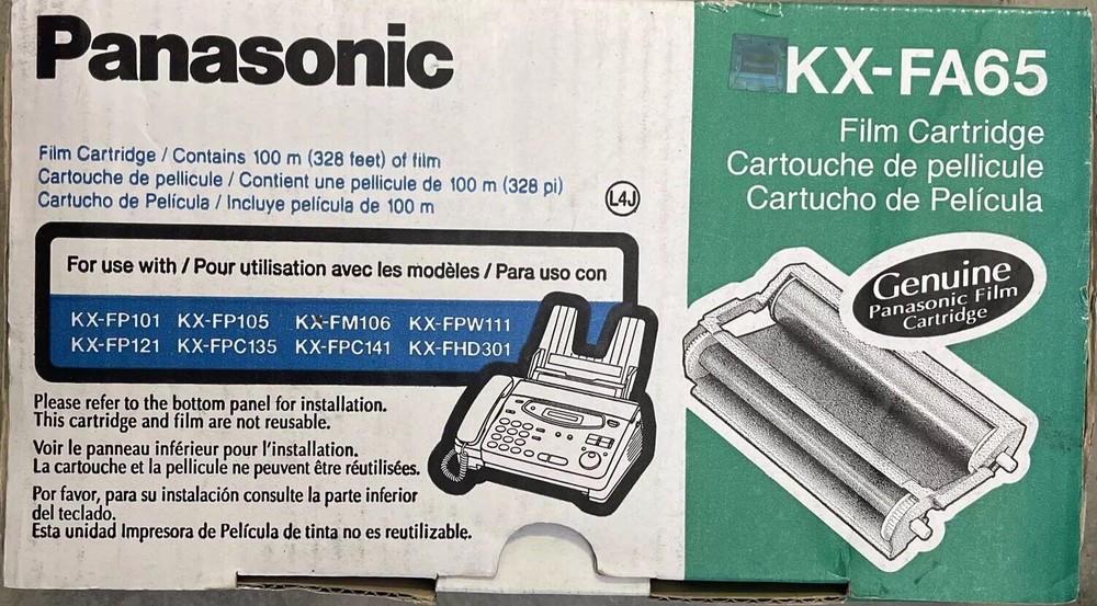 Panasonic KX-FA65 Film Cartridge 100M (328 feet) Fax Machine Film 4 KX-FP101 NEW