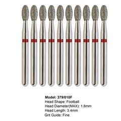 Multi-Use Dental Diamond Burs Fine Grit Football Round End Taper Friction Grip