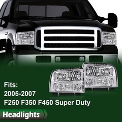 LED Headlight Assembly Black Clear Ford F250 F350 F450 F550 05-07 Excursion 05