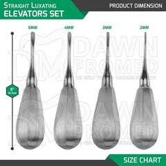 4 Pcs Straight Luxating Elevators Set Oral Dental Instruments German Grade