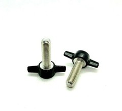 M10 x 35mm Clamping Thumb Screws with Black Tee Wing Butterfly Knob Bolts 2 Pack