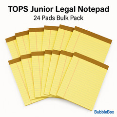 TOPS Junior Legal Notepad 5″x8″ Canary Yellow Legal Ruled 50 Sheets 24 Pads Bulk