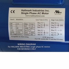 AC MOTOR, 1/2HP, 1725RPM, 1PH, 115V/208-230V, 56C/TEFC, WITH BASE