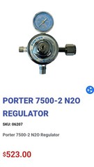 Porter 7000-2 Oxygen CGA 540 Regulator Preset 50 PSI,Porter 7500-2 N2O Regulator