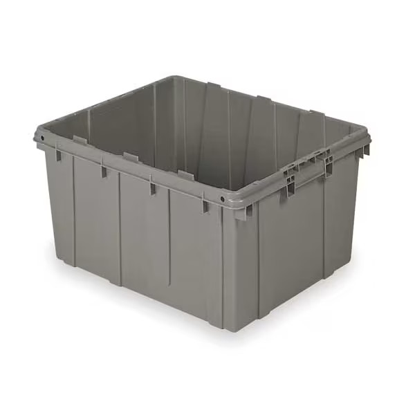 Stack & Nest Storage Tote, 17.7 gal, 24 in L x 20 in W x 12-3/8 in H, Gray,