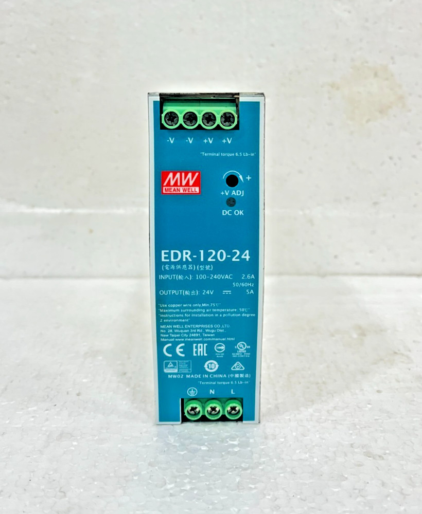Mean Well EDR-120-24 AC/DC 24V 5A 120W Basic Industrial DIN Rail Power Supply
