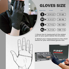 First Glove Black Disposable Nitrile Gloves 3 Mil Latex & Powder Free