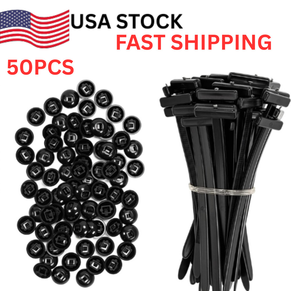 50pcs Nylon Universal Cable Tie Buckle Heavy Duty Self-Locking Free Ship