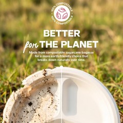 GUSTO 100% Compostable Sugarcane Paper Plates, Heavy Duty, Eco-Friendly, Biod…