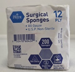 MED PRIDE 200 SURGICAL SPONGES 4″ X 4″ 12 PLY