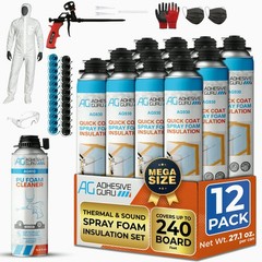 QuickCoat Closed Cell Spray Foam Insulation Kit for Wall–12×32.8oz(930g) Covers