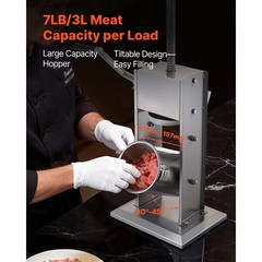 Uimoso Manual Sausage Stuffer 7 lbs/ 3L with 5 Filling Tubes for Home & Business