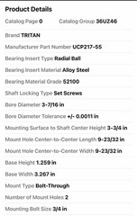Tritan UCP217-55 Pillow Block Bearing, Ball, 3-7/16″ Bore New Blemished Box