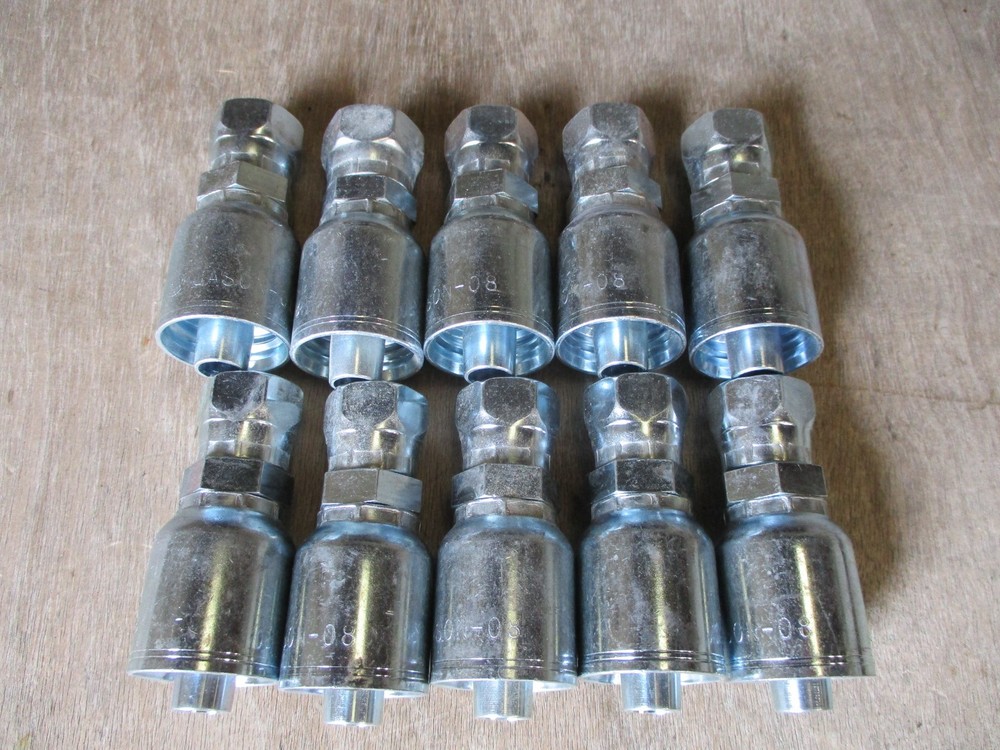10-Pack Koman Hydraulic Hose Fittings – 8‑8FJX Straight Female JIC 37° Swivel