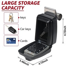 Lifronkit Car Window Punch Button Lock Box, Black Portable Car Key Lock Box, …