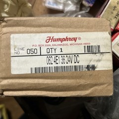 Humphrey 062 4E1 36 24VDC Pneumatic Directional Solenoid Valve 125psi 1/4″NPT