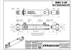 Ag Clevis Hydraulic Cylinder Welded Double Acting 2″ Bore 20″ Stroke WBC 2x20NEW