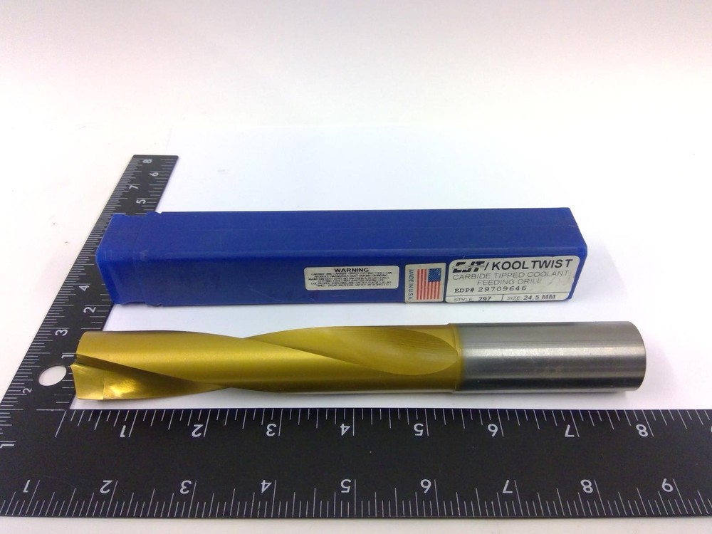 NEW 24.5mm CJT Kool Twist Cemented Carbide Drill OAL 8.000″ 29709646 Style297