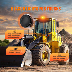 LED Amber Strobe Beacon Lights, Safety Warning Emergency Hazard Rotating Flashin