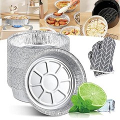 7 Inch Aluminum Foil Air Fryer Liners,Non-Stick Round Oil-Proof Food Grade8065