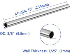 3/8 Inch Stainless Steel Tube 10 Inch Length Pack of 4 Weldable Metal Pipe