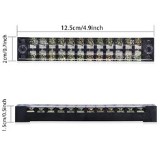 5Pcs Dual Row 12 Positions Screw Terminal Electric Barrier Strip Block 15A 600V