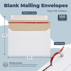 6.5 x 4.5 PROLINE WHITE RIGID PHOTO SHIPPING FLATS CARDBOARD ENVELOPE MAILERS US