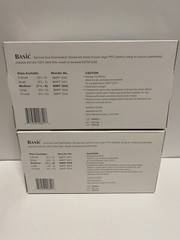 Lot Of (2) Basic Vinyl Synmax Exam Gloves 100ct Box MEDIUM BMPF3002 Latex Free
