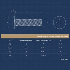 M2 M2.5 M3 M4 Phillips Ultra Thin Wafer Flat Head Screws Nickel Plated Bolts
