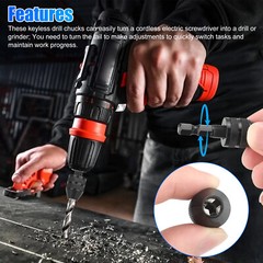 4Pcs 1/4″Hex Shank Keyless Drill Chuck Adapter Bit Quick Change Converter Driver