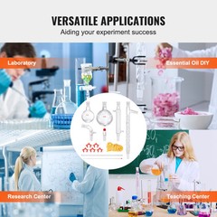 VEVOR Lab Glassware Distillation Kit 1000ml 3.3 Boro 14 pcs Glassware Equipment
