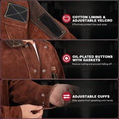 ARCCAPTAIN Leather Welding Jacket Flame Resistant Heavy Duty Split Cowhide S-3XL