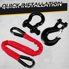 Recovery Strap (18,000lb.) 4FT with Winch Hook and D-Ring for ATV Mud Recovery