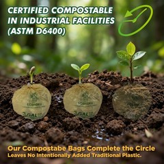 Ecomokii Compostable Trash Bags 3 Gallon 120 Count Extra Thick 0.8 Mil Small