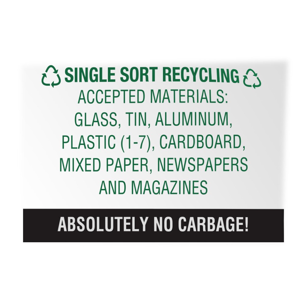 Horizontal Vinyl Stickers Single Sort Recycling Absolutely No Garbage! Security