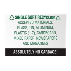 Horizontal Vinyl Stickers Single Sort Recycling Absolutely No Garbage! Security
