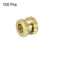 M2 x 0.4mm Female Brass Knurled Threaded Insert Embedment Nuts 100PCS